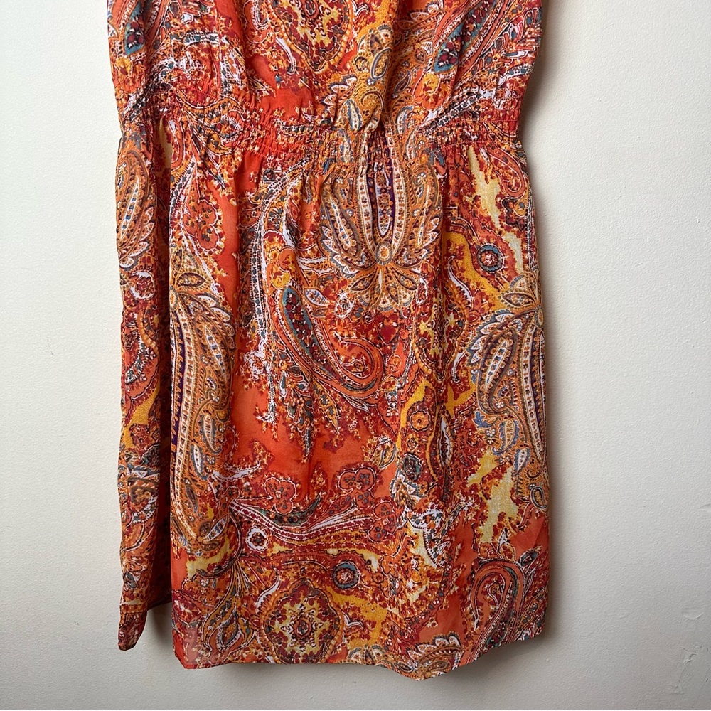 Lauren Ralph Lauren Split Neck Sheer Sleeveless Paisley Blouson Beach Dress 16 - Picture 7 of 11